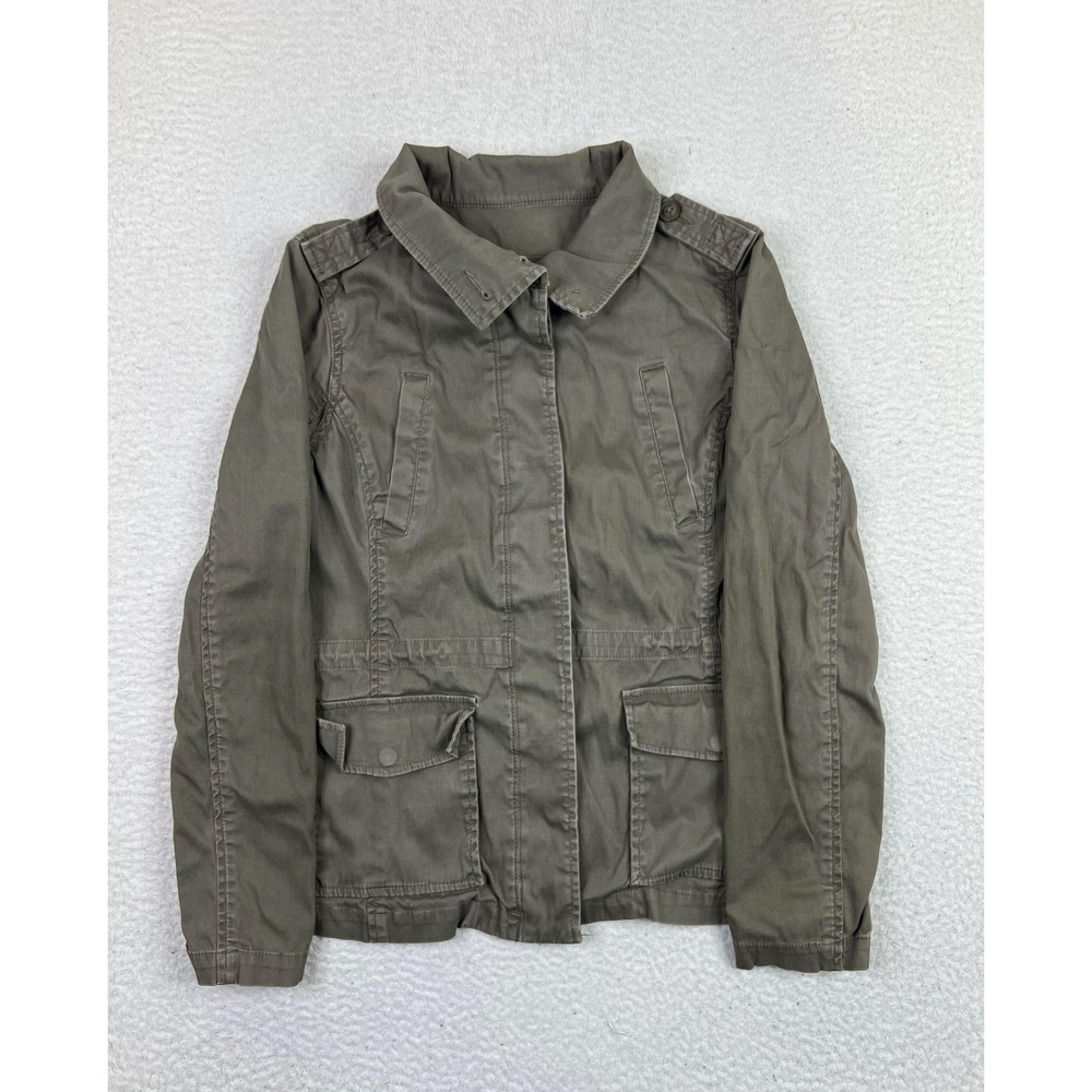 Eddie Bauer Jacket Womens XS Olive Green Utility Field Military‎ Cotton Pockets